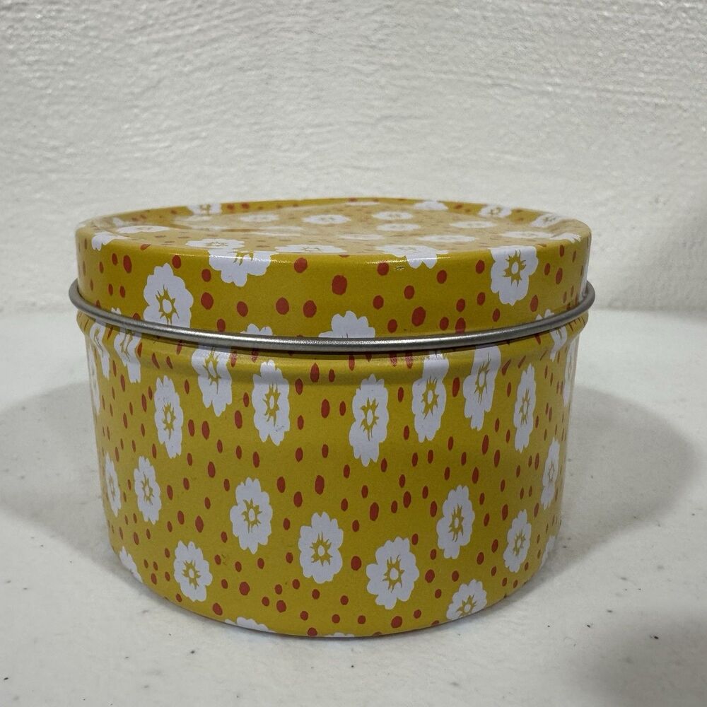 Empty Pioneer Woman French Toast Wax Melt Tin Yellow Floral Storage Decor